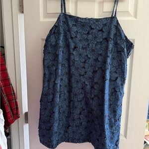 NWT Blue Floral Lace Women's Denim Dress